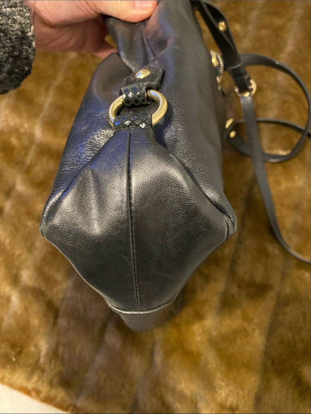 Coach Black Leather Shoulder Bag with Gold Hardware, minimal wear. Crossbody - Picture 5 of 10
